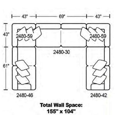 Layout D: Three Piece Sectional 104" x 155" x 104"