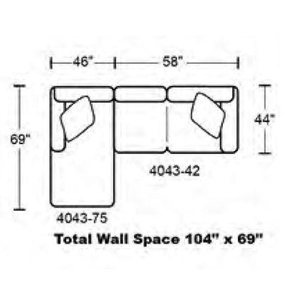 Layout A:  Two Piece Sectional 69" x104"