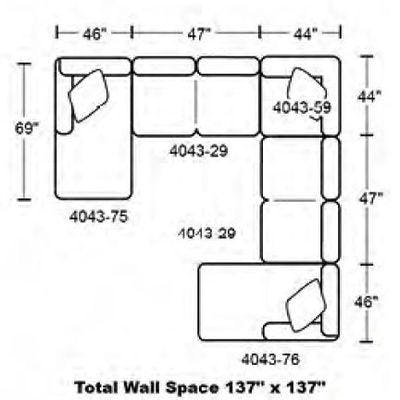 Layout H:  Five Piece Sectional 69" x 137" x 137"