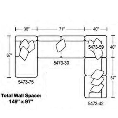 Layout F: Four Piece Sectional 67" x 149" x 97"