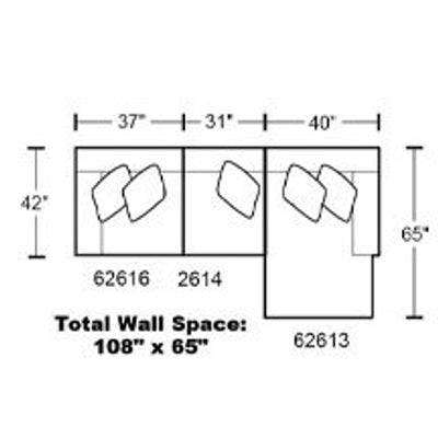 Layout A:  Three Piece Ssectional 108" x 65"