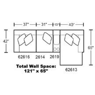 Layout B:  Four Piece Sectional 121" x 65"