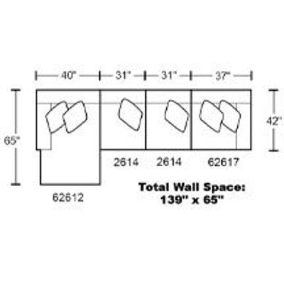 Layout C:  Four Piece Sectional 65" x 139"