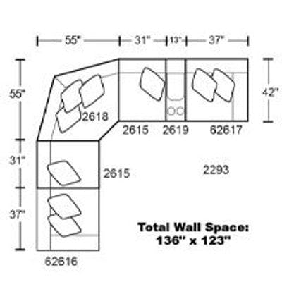 Layout H: Six Piece Sectional 123" x 136"