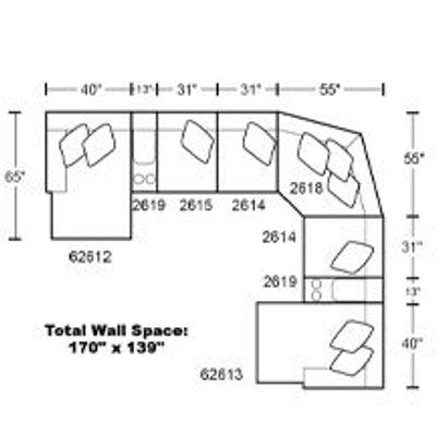 Layout I:  Eight Piece Sectional 170" x 139"
