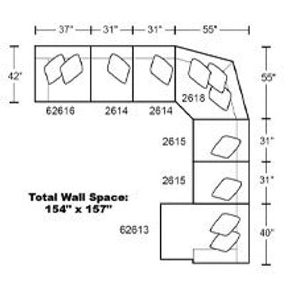 Layout J:  Seven Piece Sectional 154" x 157"
