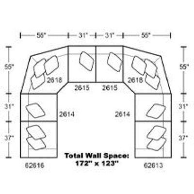 Layout K:  Eight Piece Sectional 172" x 123" x 172"