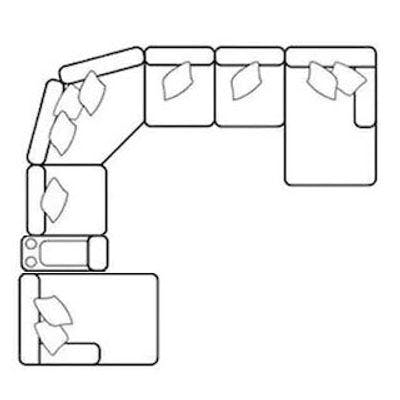Layout F: Seven Piece Sectional. 68" x 117" x  131" 68"