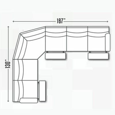 Layout C: Six Piece Reclining Sectional 130" x 167"