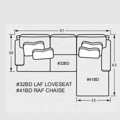 Layout A:  Two Piece Sectional 91" x 63"