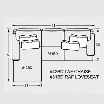 Layout B:  Two Piece Sectional 63" x 91"