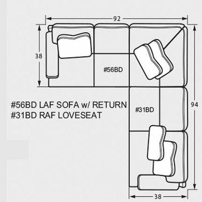 Layout E: Two Piece Sectional 92" x 94"