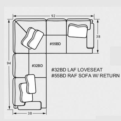 Layout F: Two Piece Sectional 94" x 92"