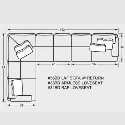 Layout L: Three Piece Sectional 92" x 142"