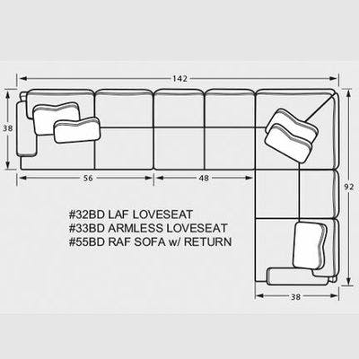 Layout M: Three Piece Sectional 142" x 92"
