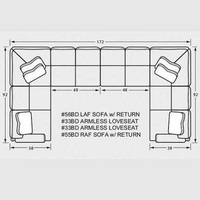 Layout N: Four Piece Sectional 92" x 172" x 92"