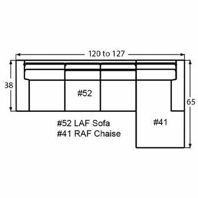 Layout B: Two Piece Sectional 120" x 65" (Size varies due to arm selection)