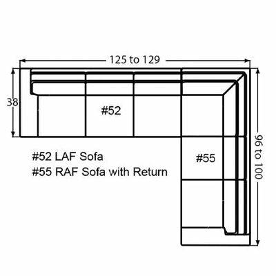 Layout J: Two Piece Sectional 125" x 96" (Size varies due to arm selection)