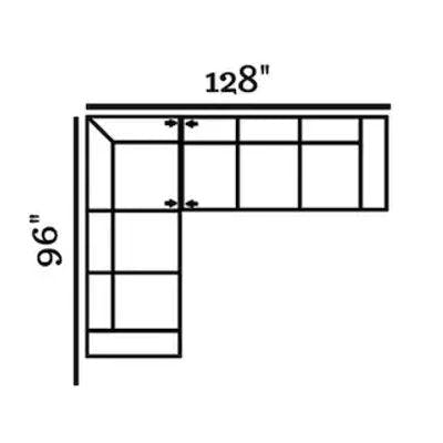 Layout E: Two Piece Sectional 96" x 128"