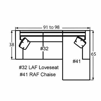 Layout A: Two Piece Sectional 91"  x 65" (Size varies due to arm selection)