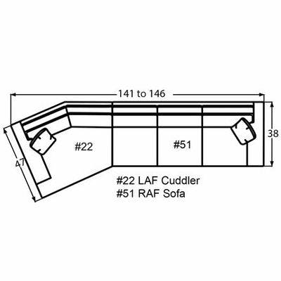 Layout C: Two Piece Sectional 47"  x 141" (Size varies due to arm selection)