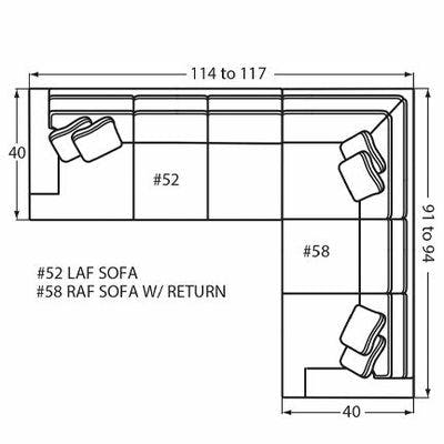 Layout H: Two Piece Sectional 114" x 91" (Size varies due to arm selection)