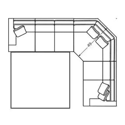 Layout A: Three Piece Sleeper Sectional  126" x 98". (Size varies due to arm selection)