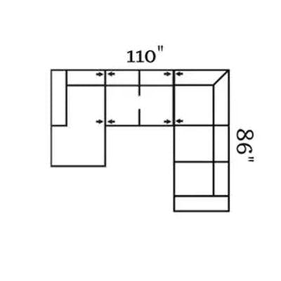 Layout D: Three Piece Sectional 62" x 110" x 86"