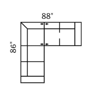 Layout F: Two Piece Sectional 86" x 88"