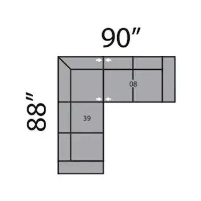 Layout E: Two Piece Sectional 88" x 90"