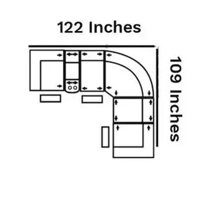 Layout B: Six Piece Sectional 122" x 109" (3 Recliners)