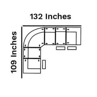 Layout D: Six Piece Sectional 109" x 132" (3 Recliners)