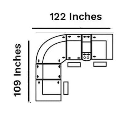 Layout C: Six Piece Sectional 109" x 122" (3 Recliners)