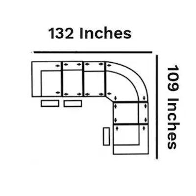 Layout D: Six Piece Sectional 132" x 109" (3 Recliners)
