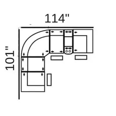 Layout E: Six Piece Sectional 101" x 114" (3 Recliners)