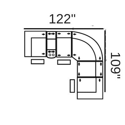Layout D:  Six Piece Sectional 122" x 109" (3 Recliners)
