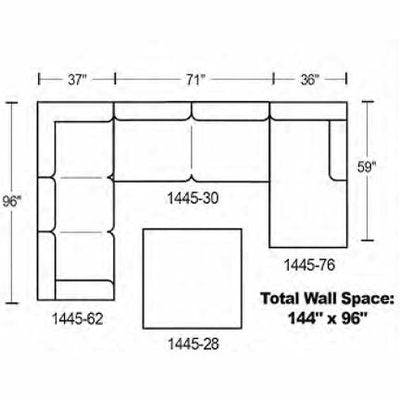 Layout D: Three Piece Sectional 96" x 144" x 59" (Ottoman Available)