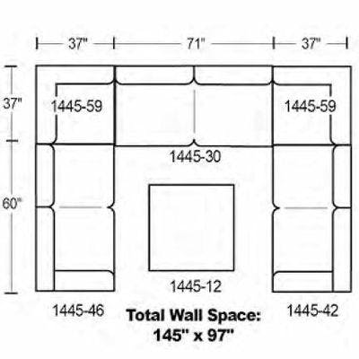 Layout G:  Three Piece Sectional 97" x 146" x 97" (Ottoman Available)