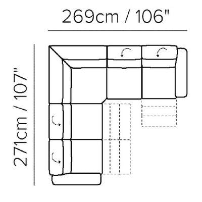 Layout A: Five Piece Power Reclining Sectional 107" x 106"