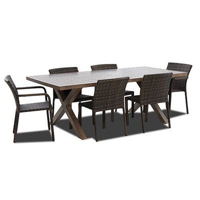 Layout A:  Crossroads 86" X 42" Rect Dining Table 7 Piece Set