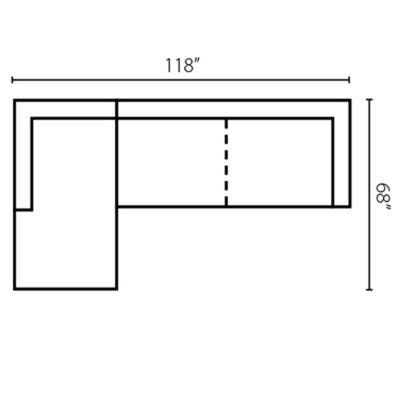 Layout B:  Two Piece Sectional 68" x 118"