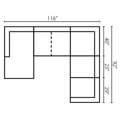 Layout C:  Five Piece Sectional 63" x 116" x 92"