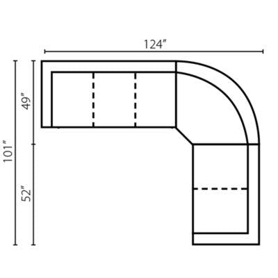 Layout E: Three Piece Sectional 124" x 101"