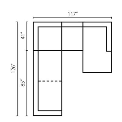 Layout A:  Four Piece Sectional 126" x 117"