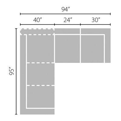Layout F: Three Piece Sectional-  95" x 94"