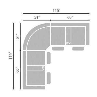 Layout A:  Three Piece Reclining Sectional with Four Power Headrest Recliners - 116" x 116"