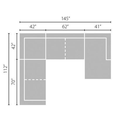 Layout B: Four Piece Sectional (Chaise Right Side) 112" x 145"