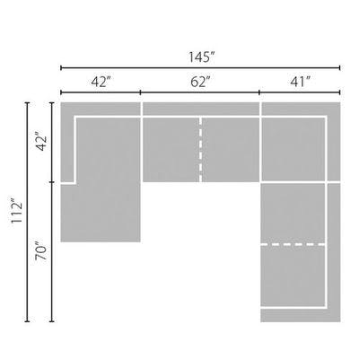 Layout C:  Four Piece Sectional (Chaise Left Side) 145" x 112"