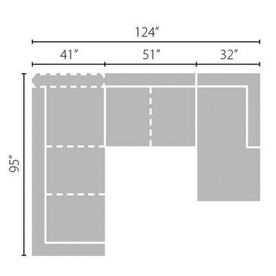 Layout H: Three Piece Sectional (Chaise Right Side) 95" x 124" x 67"
