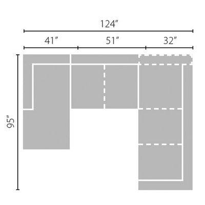 Layout G: Three Piece Sectional (Chaise Left Side) 67" x 124" x 95"